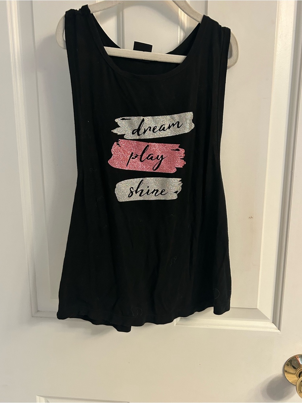 Girls' Black Glitter Graphic Tank Top - Dream Play Shine